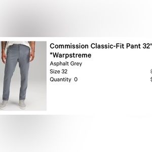 Lululemon Commission pants - 32”x32” Asphalt Grey